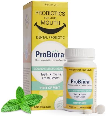 ProBiora Oral Probiotics for Teeth and Gums | Dental Probiotics for Improved Oral Health | Bad Breath Treatment for Adults | ProBiora3 Patented Probiotic Blend | Tooth Whitening | 30 Mint Tablets