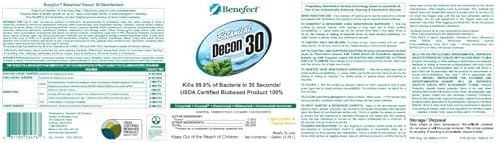 Benefect Botanical Decon 30 Disinfectant Cleaner - All Natural Formula for Effective Cleaning Power - Ideal for Restoration Jobs & Water Damage - 20476 - 1 Gallon