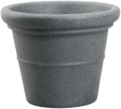 The HC Companies Terrazzo Large Round Plastic Plant Pot w/Rolled Rim - Lightweight & UV Resistant Gardening Pot for Herbs & More - Outdoor & Indoor Plant Pots w/Drainage (17” Black)