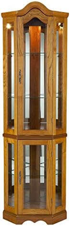Home Decorators Collection Vitric Lighted Curio, 70" Hx21 Wx16 D, Golden Oak