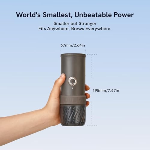 OutIn Mino Portable Electric Espresso Machine for Travel with Self-Heating | Mini Camping Coffee Maker, Pocket-Sized Coffee Machine