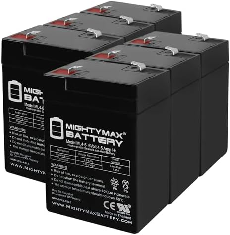Mighty Max Battery ML4-6 - 6 Volt 4.5 AH, F1 Terminal, Rechargeable SLA AGM Battery