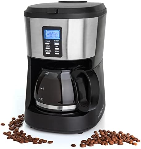 Mixpresso 5-Cup Drip Coffee Maker, Automatic Brew Coffee Pot Machine with Built-In Burr Coffee Grinder