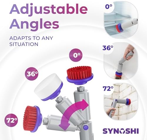 SYNOSHI PRO Electric Spin Scrubber Cordless Cleaning Bathroom Scrubber | Waterproof Shower Cleaning Brush with Adjustable Angles, 2 Speed