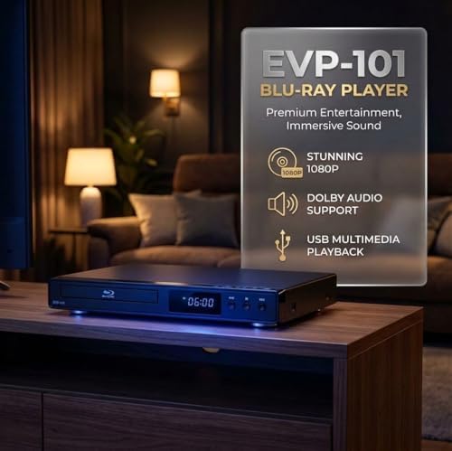 Blu Ray DVD Player, 1080P Home Theater Disc System, Play All DVDs and Region A 1 Blu-Rays