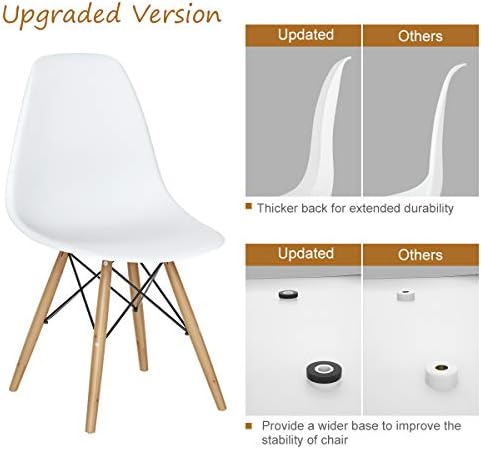 GIANTEX Dining Chairs Set of 2 White, Pre Assembled Dining Room Chairs | Mid Century Modern Kitchen Chairs with Wood Legs, Armless Plastic Dining Side Chair for Kitchen, Living Room