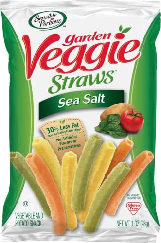 Sensible Portions Garden Veggie Snacks - Veggie Straws, Gluten Free, Snack Size Sea Salt, 1 Oz (Pack of 24)