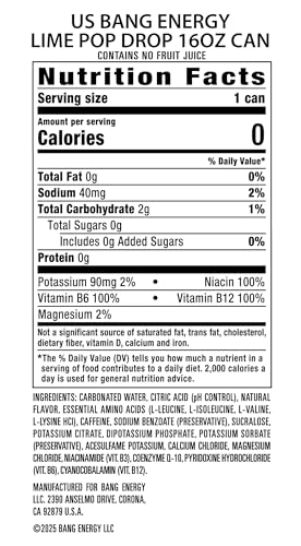 Bang Energy Blue Razz, Sugar-Free Energy Drink, 16-Ounce | Pack of 12