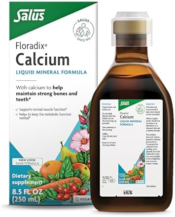 Floradix Calcium Liquid Supplement - Supports Strong Bones & Teeth - Calcium Gluconate & Lactate - Gentle to Digest & Easily Absorbed - Vegan