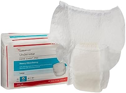 Cardinal Health™ Protective Underwear, Sure Care™ Plus, Heavy Absorbency, Large, Pull-On Adult Disposable Underwear with Tear-Away Seams