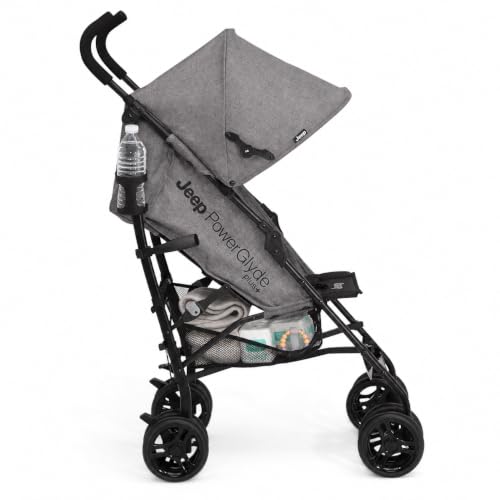Jeep PowerGlyde Plus Stroller by Delta Children Lightweight Travel Stroller with Smoothest Ride, Aluminum Frame, 4-Position Recline