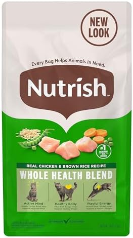 Nutrish Dry Cat Food, Chicken & Brown Rice Recipe, 3 lb. Bag (Rachael Ray) | Suitable For All Life Stages, Veterinarian Reviewed Formula, Natural Food with Added Vitamins, Minerals & Nutrients