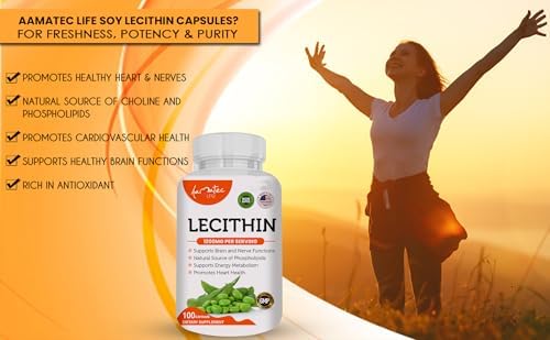 Soy Lecithin 1200mg Capsules Supplement for Heart, Liver & Brain Health – Supports Immune System