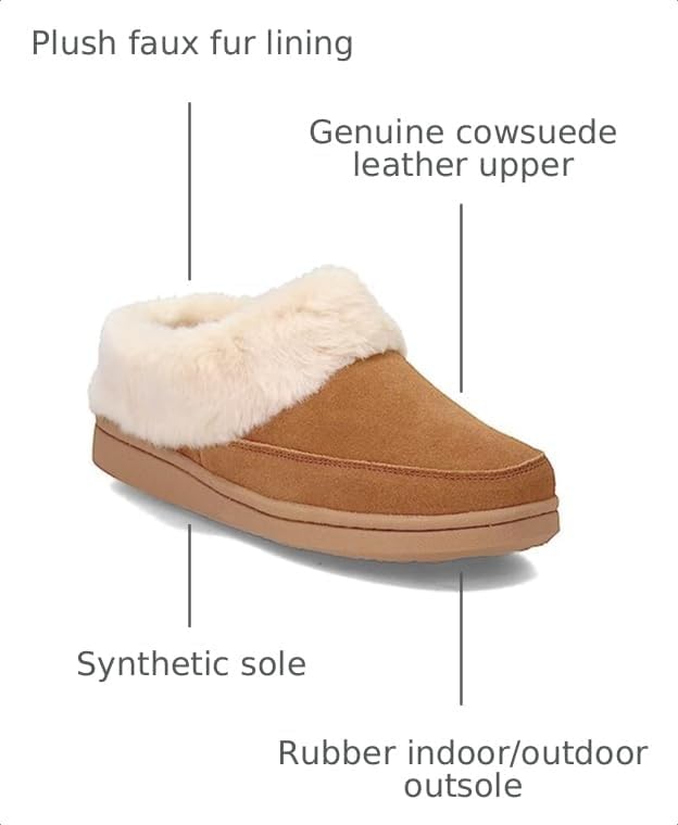 Clarks Womens Faux Fur Lined Clog Slippers Warm Cozy Indoor Outdoor Plush Slipper for Women