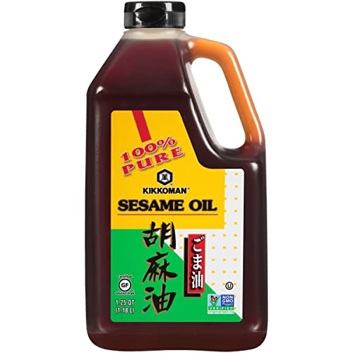 Kikkoman – No Preservatives Added Non-GMO Toasted Sesame Oil, Perfect for Grilling, Baking & All-Purpose Seasoning for Cooking - 1.25 Quarts