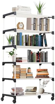 NUMENN 5 Tier Bookshelf, Tall Freestanding Open Storage Bookcase, Vintage