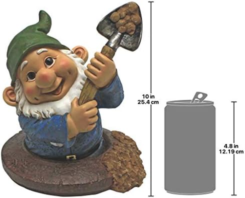 Design Toscano Garden Gnome Statue - Digger The Gnome - Outdoor Garden Gnomes - Funny Lawn Gnome Statues