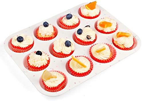 SHEbaking Silicone Muffin Pan for Baking Regular 12 Cups Cupcake Pans Muffin Tin Non-stick Muffin Tray Mold Easy Release,Durable,BPA Free