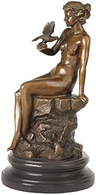 Girl and Pigeon Bronze Statues and Sculptures Female Artwork Home Decoration TPEA-035