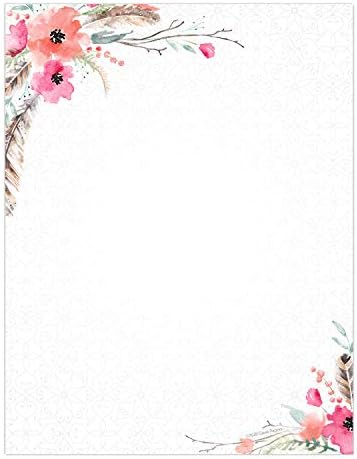 Great Papers! Lush Greenery Letterhead / 80 Floral Sheets 8.5" x 11" Beautiful Watercolor Botanical All Occasion Letter Paper