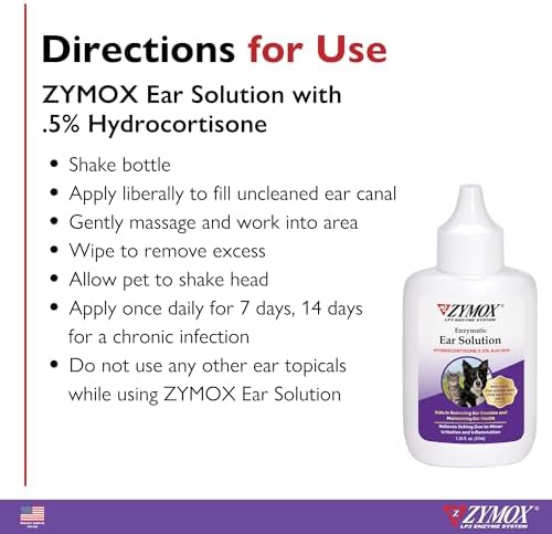 ZYMOX Enzymatic Ear Solution with 0.5-Percent Hydrocortisone | for Dog & Cat, 1.25 oz