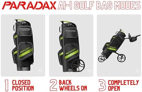 PARADAX A1-1 All-in-One Golf Bag - Cart Built Inside The Bag! | Cart hides Inside The Golf Bag Within Seconds. Push Golf Bag and Cart | Golf Bag and Cart Combo | Golf Bag with Wheels