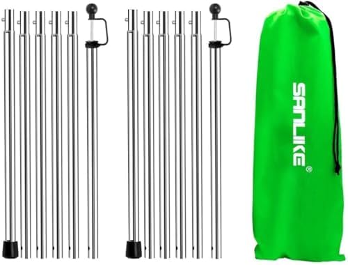 SANLIKE 2 Sets Tarp Poles 95in Telescoping Stainless Steel Tent Poles