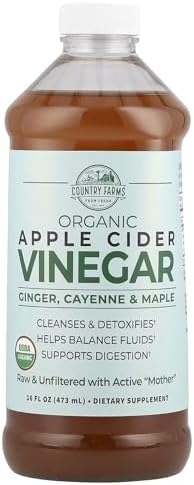 Country Farms Organic Apple Cider Vinegar Tonic, Cleanses and Detoxifies, Helps Balance Fluids, Supports Digestion, With The “Mother”