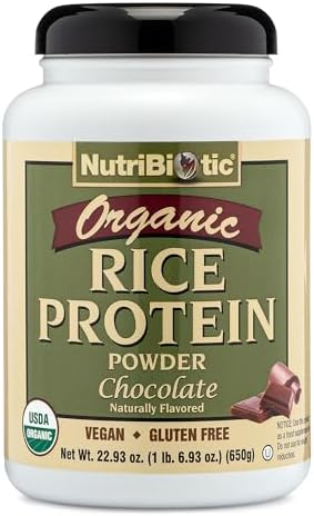 NutriBiotic Certified Organic Plain Rice Protein, 21 Ounce | Low Carbohydrate Vegan Protein Powder | Raw, Certified Kosher & Keto Friendly | Made Without Chemicals, GMOs & Gluten | Easy to Digest