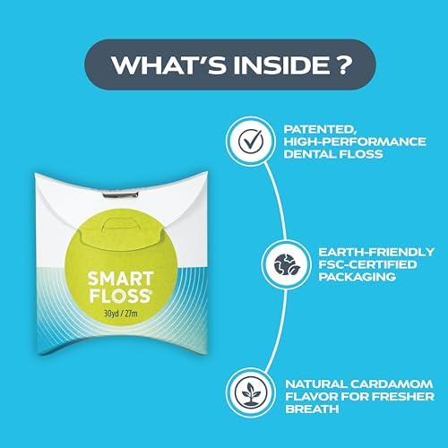 DrTung's Smart Floss - Natural Dental Floss, Cardamom Flavor - Pack of 3 | PTFE & PFAS Free, Gentle on Gums, Expands & Stretches, BPA Free