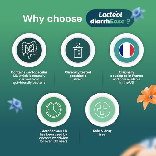 Lactéol diarrhEase Postbiotic, Helps with Occasional Diarrhea, 10 Count | Lactobacillus LB Postbioitic, Drug-Free Helps Restores Gut Microbiota Balance*, Ages 6+, Results Within One Day