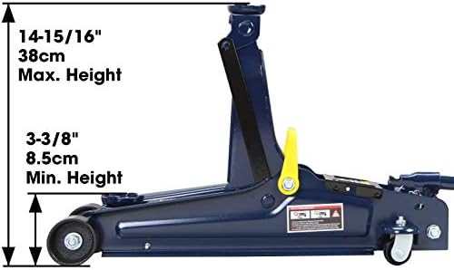 TCE TCET825051 Torin Hydraulic Low Profile Trolley Service/Floor Jack with Single Piston Quick Lift Pump, 2.5 Ton (5,000 lb) Capacity, Blue