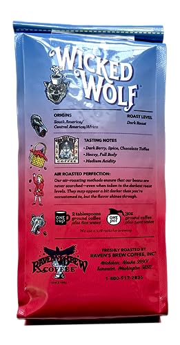Raven's Brew Coffee Three Peckered Billy Goat, 12 Ounce - Dark Roast - Full Body with a Long Sweet Finish (Organic Ground, 12 oz)