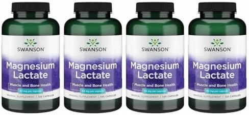 Swanson Magnesium Lactate Lactose-Free, 84 mg, 120 Capsules | Lactose-Free Mineral Supplement for Muscle and Bone Health Support, Gentle on the Stomach, Non-GMO and Gluten-Free
