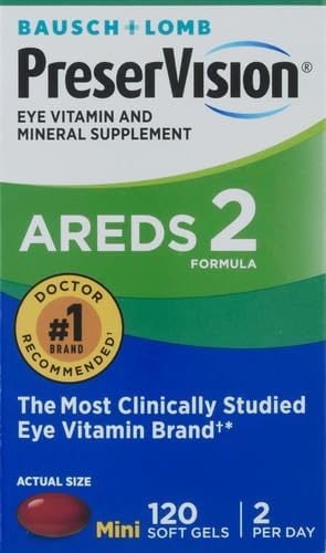 PreserVision AREDS 2 Eye Vitamins, #1 Eye Doctor Recommended Brand, Lutein and Zeaxanthin Supplement with Vitamin C, Vitamin E, Zinc, and Copper, 120 Softgels (Minigels)