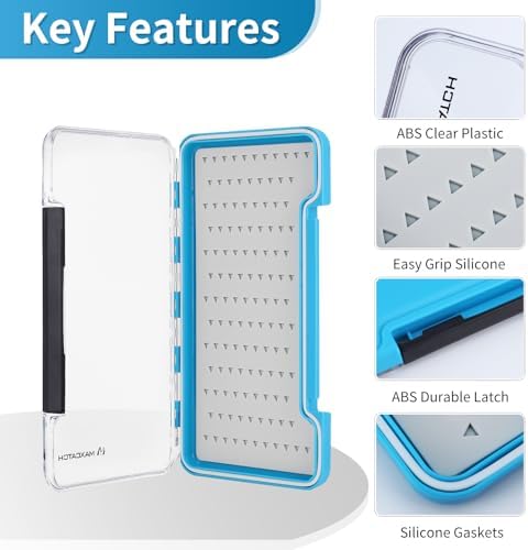 M MAXIMUMCATCH Maxcatch 3-PACK Fly Fishing Boxes Set, Super Slim Design, Waterproof Flies Storage Case with Silicone Insert, Blue