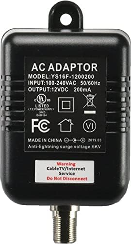 Antronix MRA4-8 Reliable Cable 4-Port TV/Antenna/HDTV/Internet Digital Signal Amplifier/Booster/Splitter with Passive Return, Black Coax Power Cable