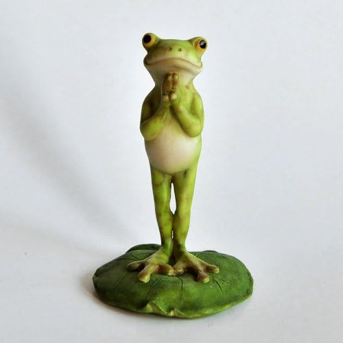 Top Collection Miniature Fairy Garden and Terrarium Yoga Frog on Lotus Leaf Namaste Statue