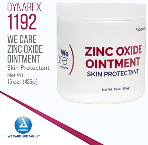 Dynarex Zinc Oxide Ointment, Soothes, Prevents, and Relieves Diaper Rash, Chaffed Skin, and Irritation, White, 1 Count - 15 oz. Jar of Ointment