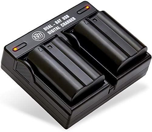 BM Premium 2-Pack EN-EL15B Batteries & Dual Bay Charger for Nikon Cameras | Compatible with Nikon Z6, Z7, D780, D850, D7500, 1 V1, D500, D600, D610