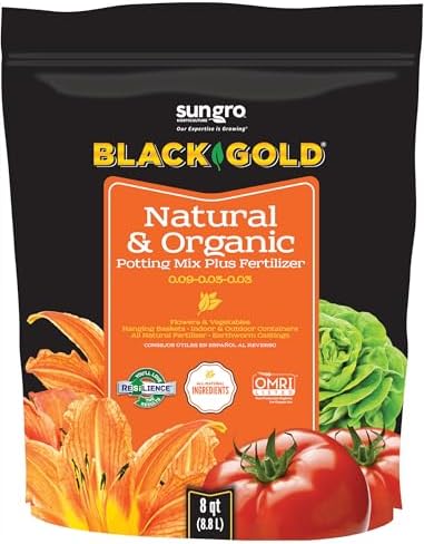 SunGro Horticulture Potting Mix - Natural & Organic, Black Gold - 8qt - Earthworm Castings, Perlite