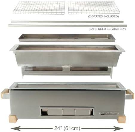 The Bincho Grill 24" Tabletop Yakitori Grill – Japanese Style Charcoal Robata BBQ – Binchotan Grill for Authentic Japanese Grilling – Made