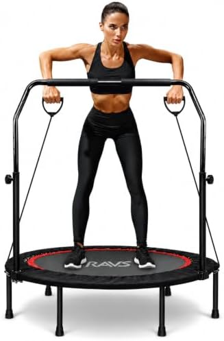 RAVS 40/48" Foldable Rebounder Trampoline for Adults, Handlebar, Indoor