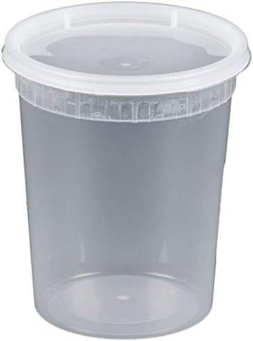 Microwavable Translucent Plastic Deli Container with Lid (Pack of 24) (32 oz.)