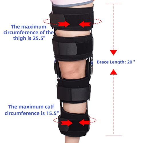 Hinged ROM Knee Brace Post Op Knee Support Adjustable Knee Immobilizer with Side Leg Stabilizers for Men and Women for Meniscus Tear, Arthritis, ACL