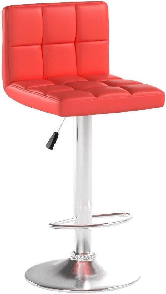 Homall Bar Stools Modern PU Leather Adjustable Swivel Barstools, Armless Hydraulic Kitchen Counter Bar Stool Extra Height Square Island Barstool with Back Set of 2 (Leather, White)