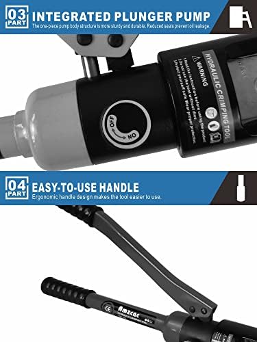Portable Hydraulic Crimping Tool Range 8 AWG to 4/0 AWG for Cable lugs Quick Hydraulic Pliers with 9 Pairs Crimping Dies