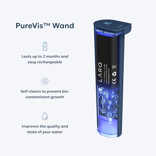 LARQ PureVis 3-in-1 Water Filter Pitcher, UV-C Purifier & App, 8 Cup,M.Blue | Water purifier pitcher & fridge water jug: removes lead & PFAS, keeps minerals, self-cleans UV-C, tracks filter life & intake