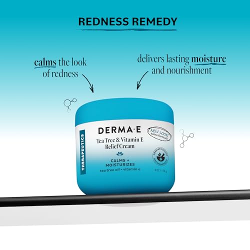 Derma E Tea Tree and Vitamin E Relief Cream – Deeply Moisturizing Tea Tree Lotion – Vitamin E Cream Soothes, Calms and Nourishes Dry, Irritated Skin, 4 oz