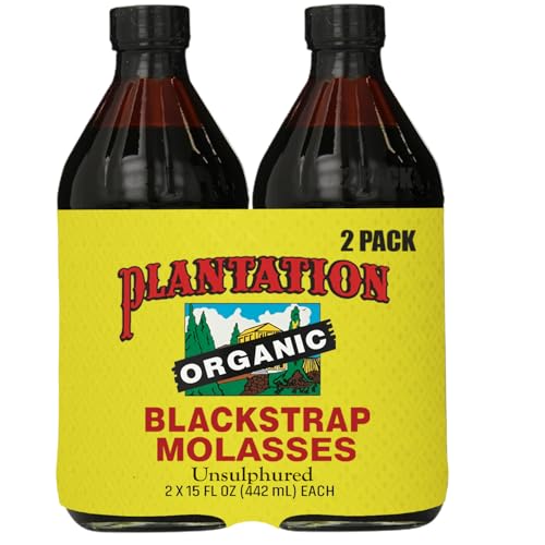 Plantation Organic Blackstrap Molasses 15 oz – USDA Organic Unsulphured Blackstrap Molasses, Natural Sweetener for Baking, Cooking & Beverages